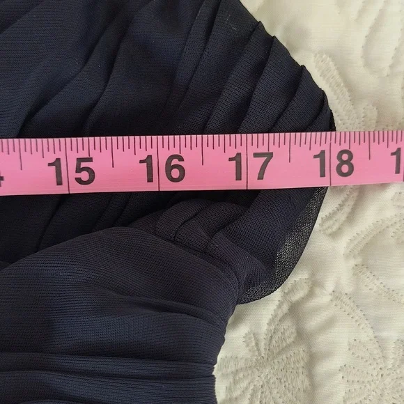 Adrianna Papell Navy Blue Sleeveless Embellished Mesh Ruched bodycon dress SZ 8 - Picture 9 of 15